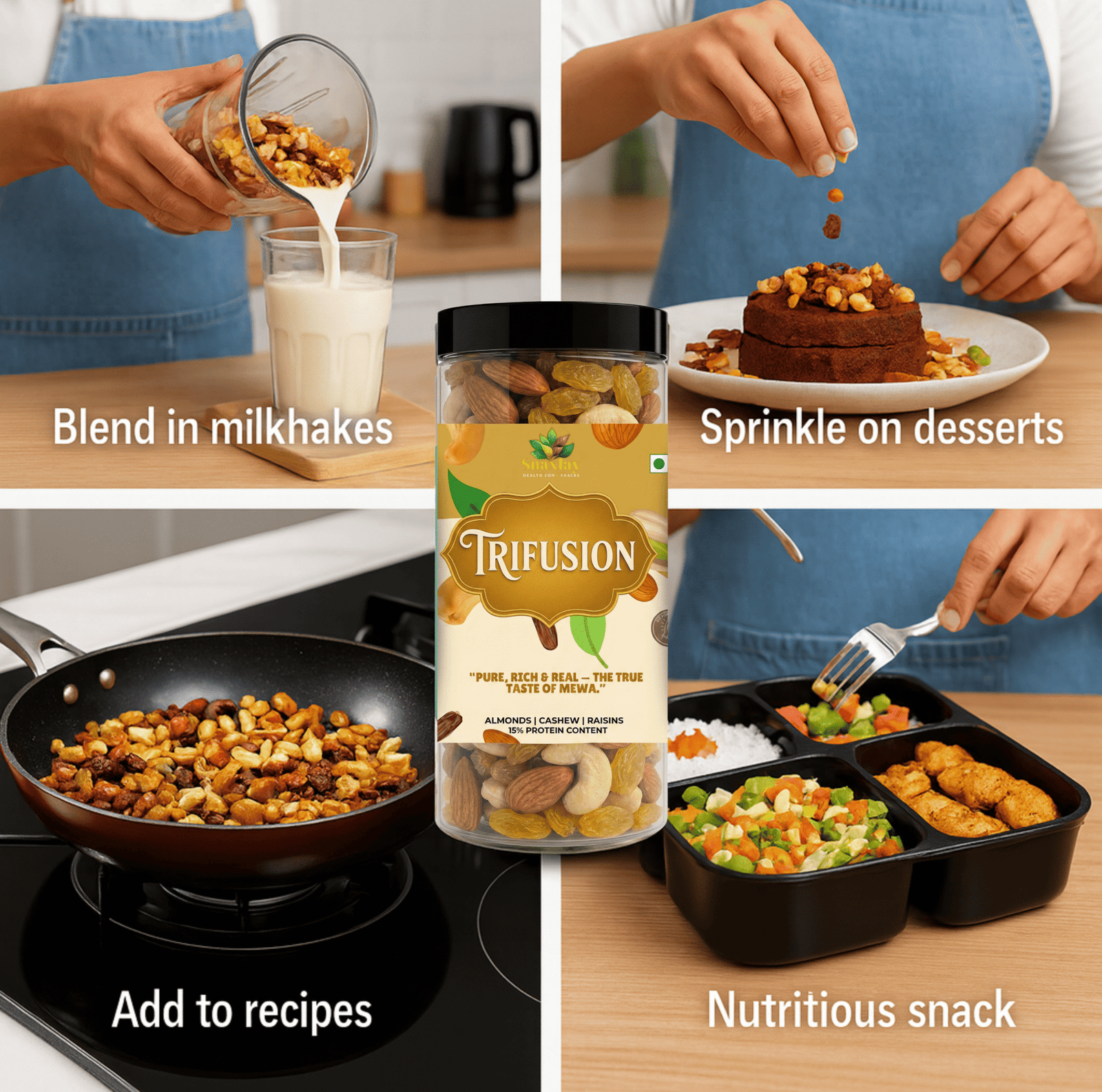 Trifusion Premium Dry Fruit Mix β Cashews, Golden Raisins & Almonds | Healthy Snack | Energy Boost | Natural & Nutritious 200g - Image 2